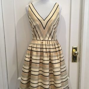 J. Crew Striped Fit & Flare V-Neck Dress (Sz 0)